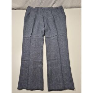 Peerless Couture International Linen Dress Pants Men's 50x36 Blue Pleated NWT
